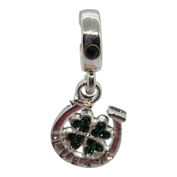 LUCKY Green Shamrock St Patrick's Day 3D Bracelet Charm Silver Jewelry Ireland - Picture 5 of 5